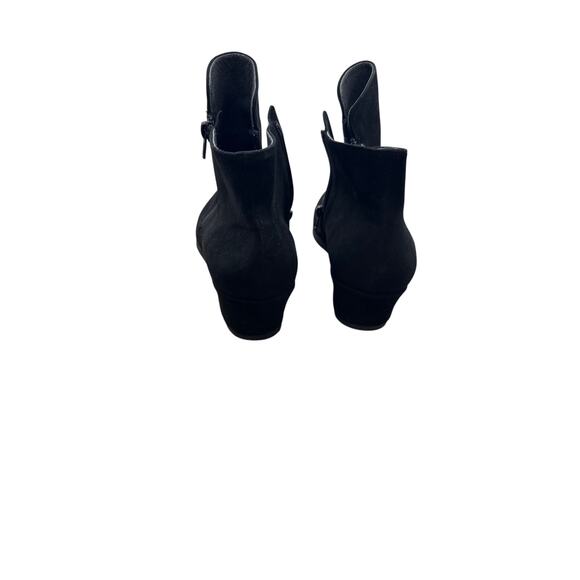 Chocolate Blu Black Suede Double Zip Ankle Bootie with Low Wedge Sz 8 - Picture 3 of 3